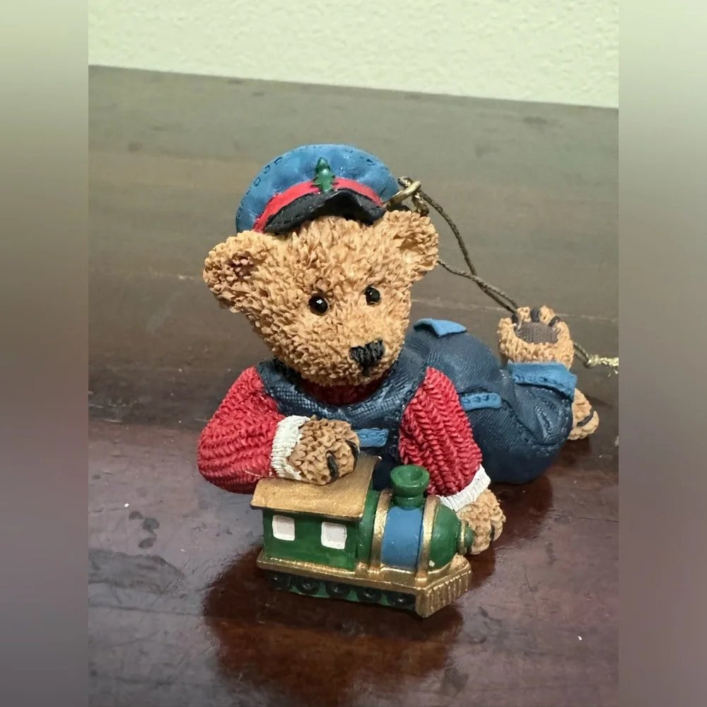 Teddy Bear With Train Christmas Holiday Ornament